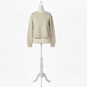Luxurious🤩 XS Cream “LOUNGE” Embroidered Crewneck Sweater